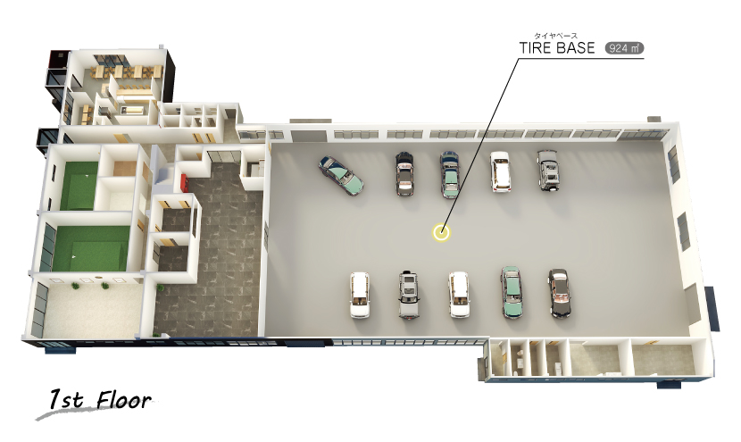 砺波市の会員制複合施設 sanTas（サンタス）のTIRE BASE（タイヤベース）