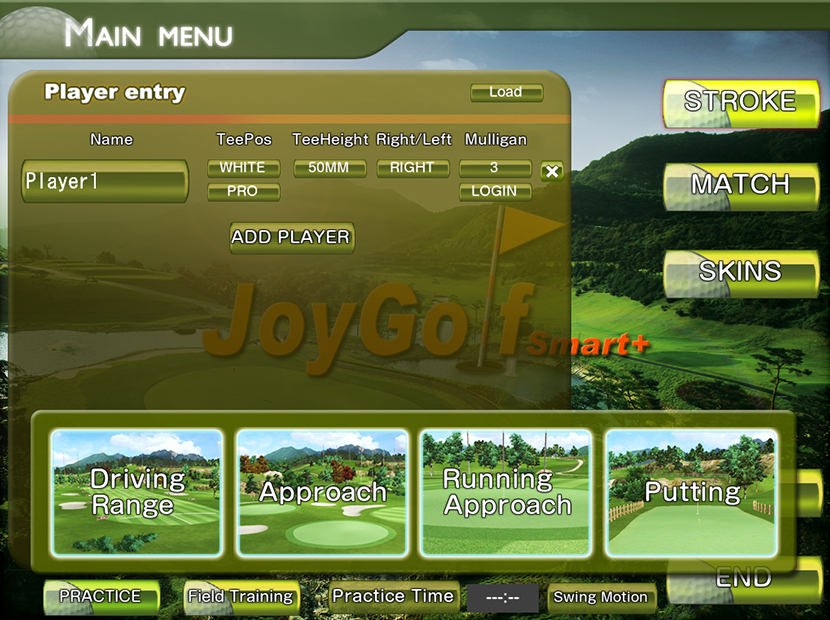 JoyGolf smart+（ジョイゴルフスマートプラス）で4つの練習モードで苦手な部分を徹底的に練習。富山県砺波市会員制複合施設サンタスのゴルフシミュレーター。