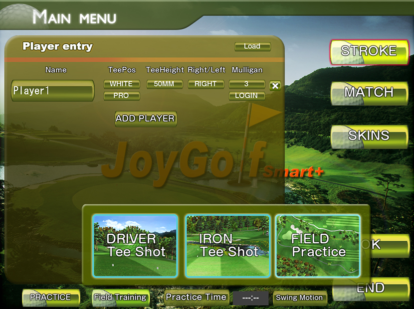 JoyGolf smart+（ジョイゴルフスマートプラス）のフィールドトレーニング。富山県砺波市会員制複合施設サンタスのゴルフシミュレーター。