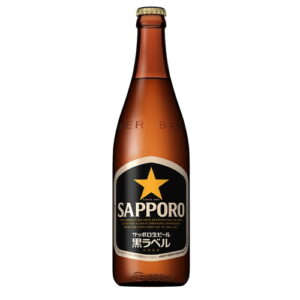 瓶ビール中瓶 サッポロ黒ラベル。富山県砺波市の定食屋サンタス食堂のドリンクメニュー。