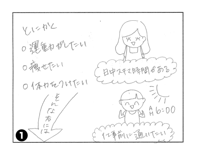 会員プラン（とにかく運動がしたい人はブロンズ会員）。富山県砺波市の会員制複合施設 sanTas（サンタス）のマンガ。