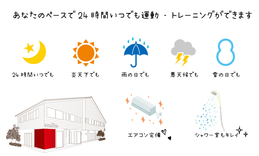 富山県砺波市の24時間ジムsanTas（サンタス）のスポーツジムの選び方。あなたのペースで24時間いつでも運動・トレーニングができます。